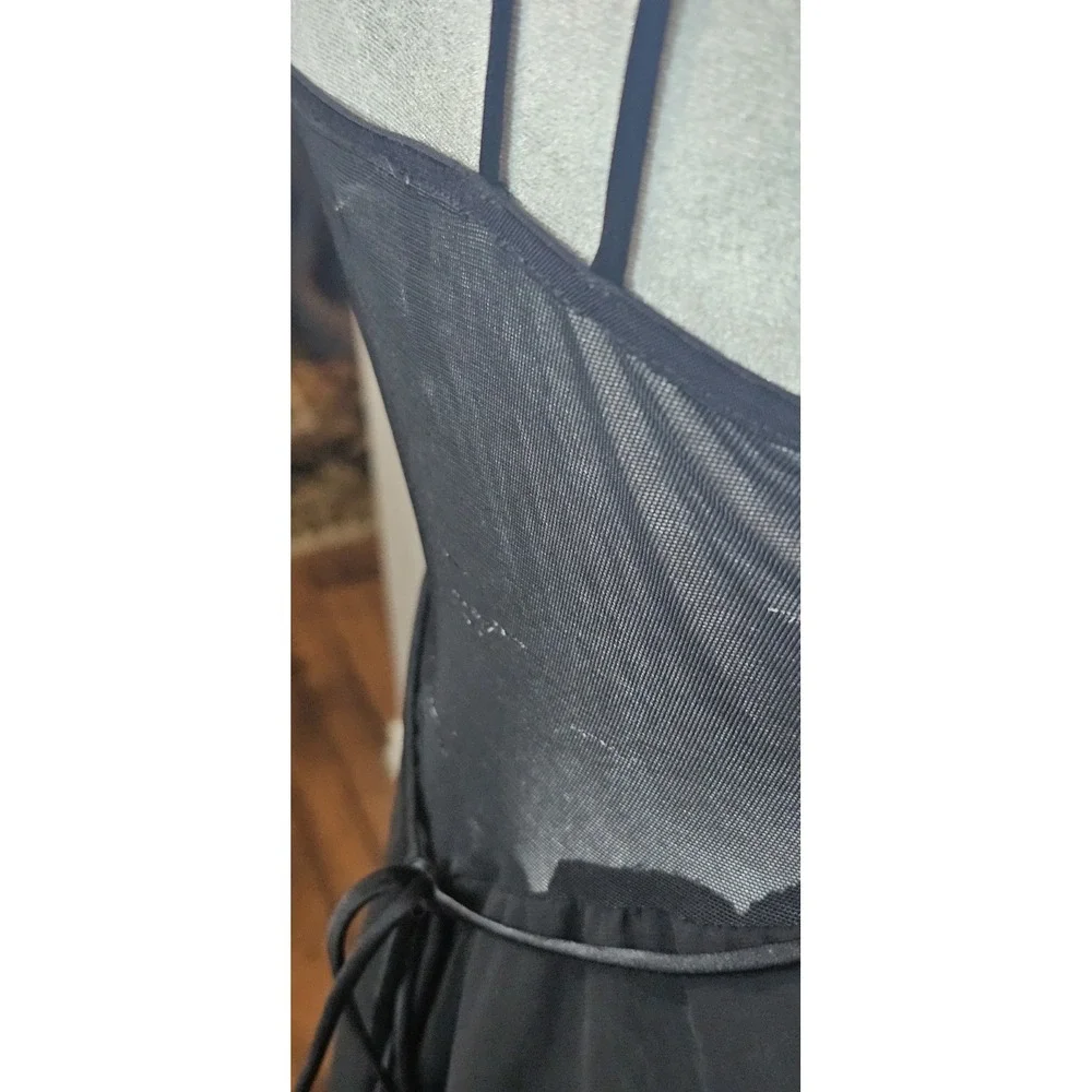 Y2K Flora Nikrooz Made USA Black Lace Chemise Slip Nightgown Lingerie Sz Small